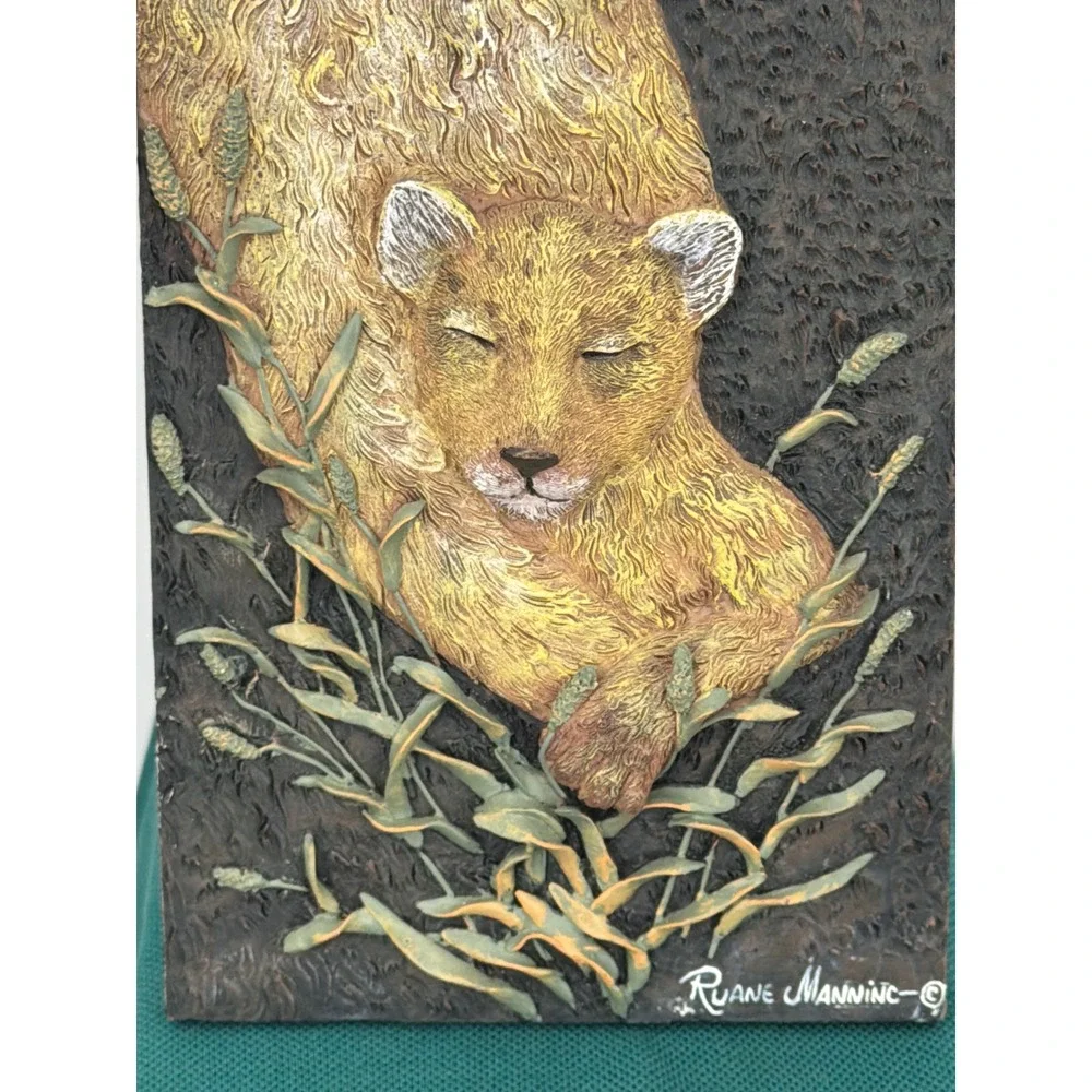 Ruane Manning Lioness and Cub 3D Relief Wall Art Plaque Wildlife Sculpture 10
